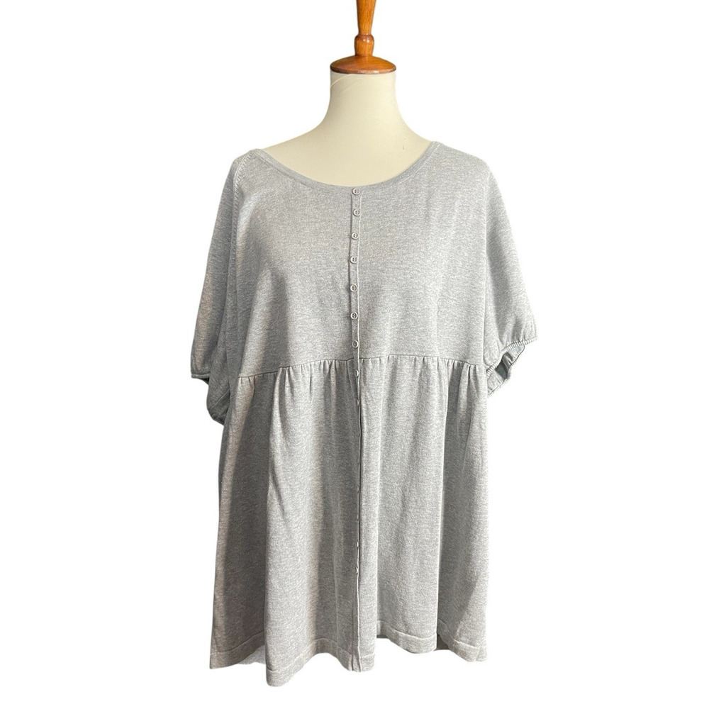 Mainstreet Blues Peasant Tunic Gray Women Size 3X NWT Cotton Boho